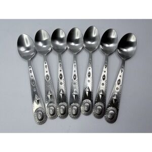 Wallace TAOS Stainless Southwest Motif Set of 8 Teaspoons 6 3/8"